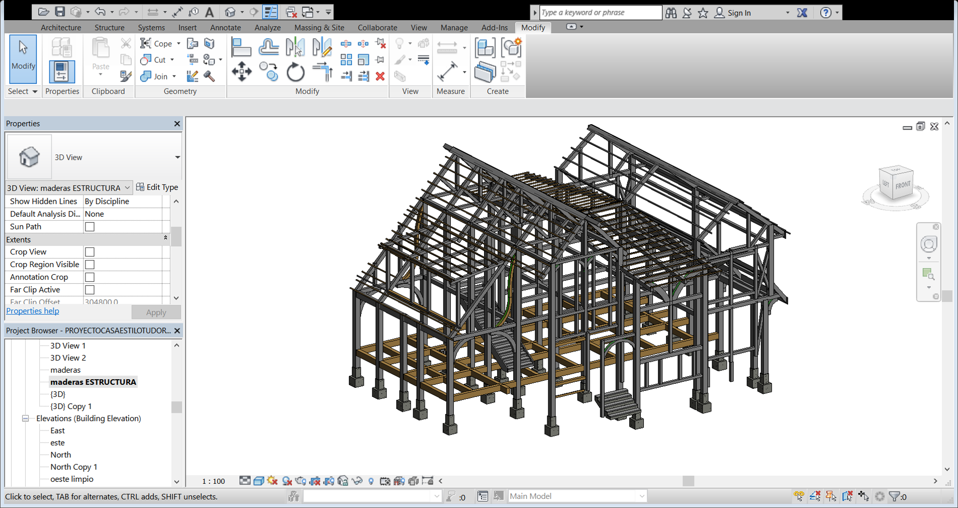 Vista 3d Estructura de madera | Curso Revit Structure